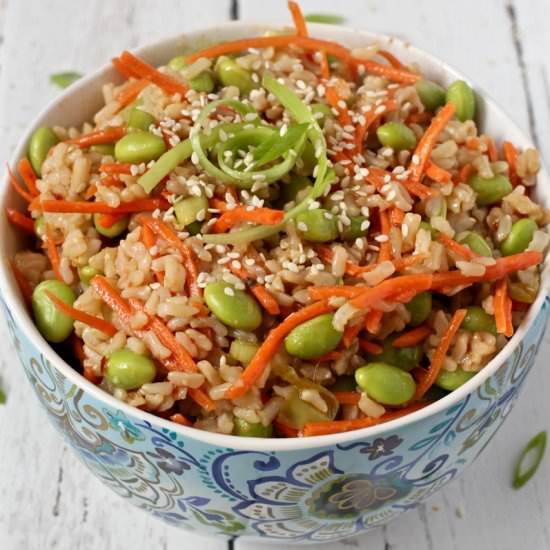 Brown Rice, Edamame, and Carrot Salad