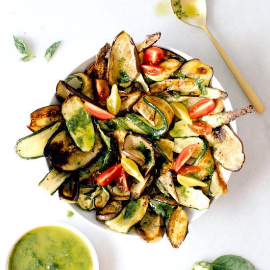 Roasted Summer Veggie & Basil Salad