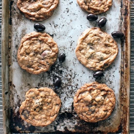 Oatmeal Choc Covered Almond Cookies