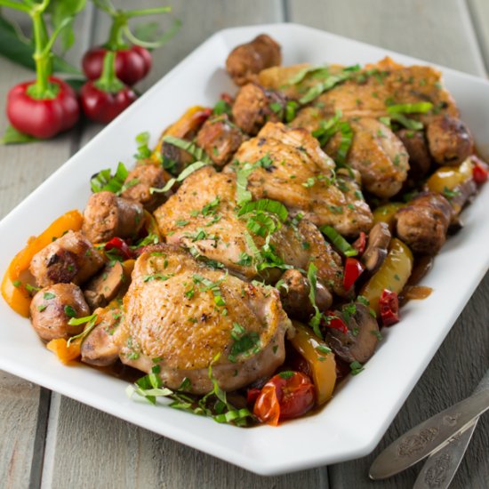 Chicken Scarpariello with Cherry Peppers