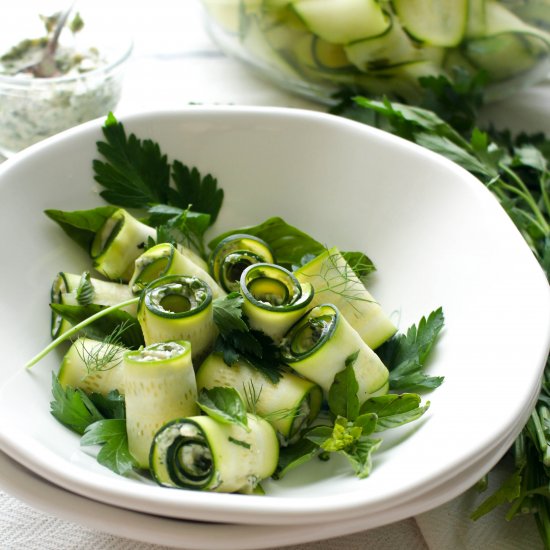 Herb Hummus Zucchini Roll Ups