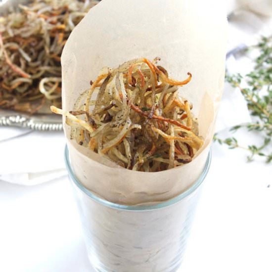 Baked Shoestring Fries with Garlic