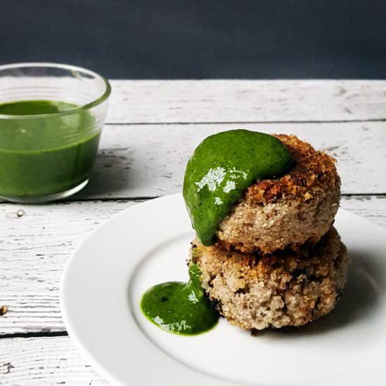 Crispy Crab Cakes w/ Spinach Pesto