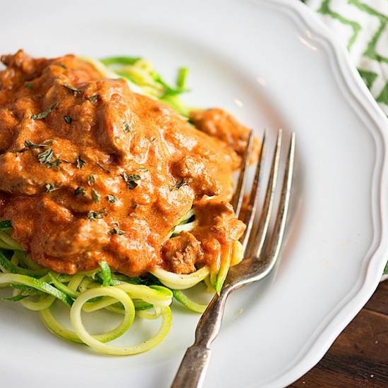 Cream Cheese Spaghetti Zoodles