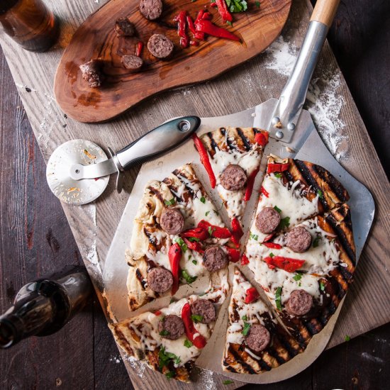 BBQ Beer Brat Tailgate Pizza