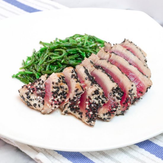 Sesame Seared Tuna with Samphire