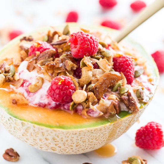 Raspberry Melon Breakfast Bowls