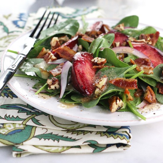 Roasted Plum Spinach Salad