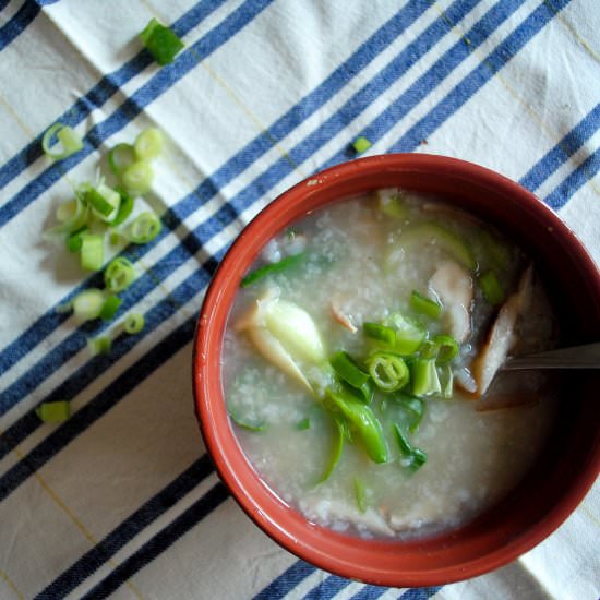 Chicken Congee with Bok Choy