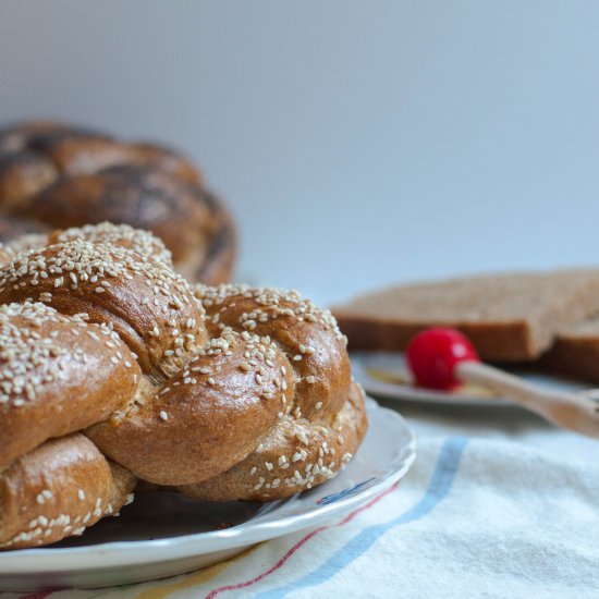 Whole Grain Challah Round Braid