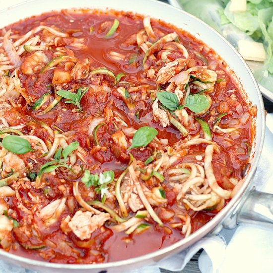 Zucchini Pasta In Marinara