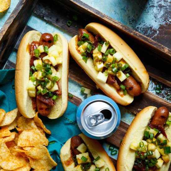 Pineapple Teriyaki Bacon Hot Dogs