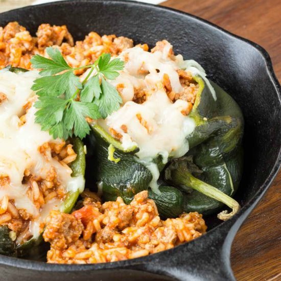 Sloppy Joe Stuffed Poblano Peppers