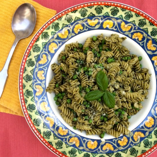 Basil Pesto Pasta with Peas