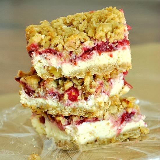 Cranberry Cheesecake Streusel Bars