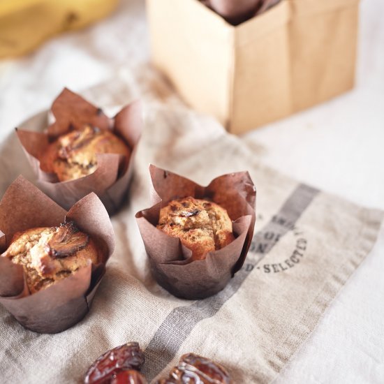 Spiced Banana & Sticky Date Muffins