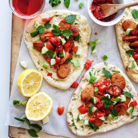 Open-Faced Chicken Sausage Gyros