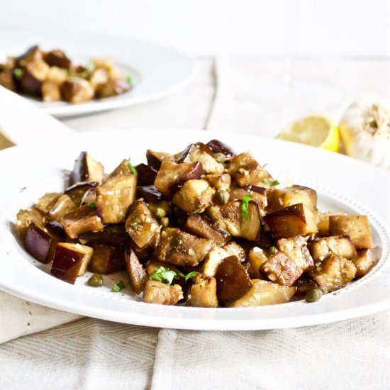 Garlic Eggplant with Capers