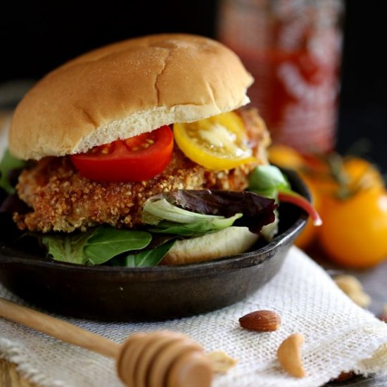 Honey Sriracha Nut Oven Fried Chicken