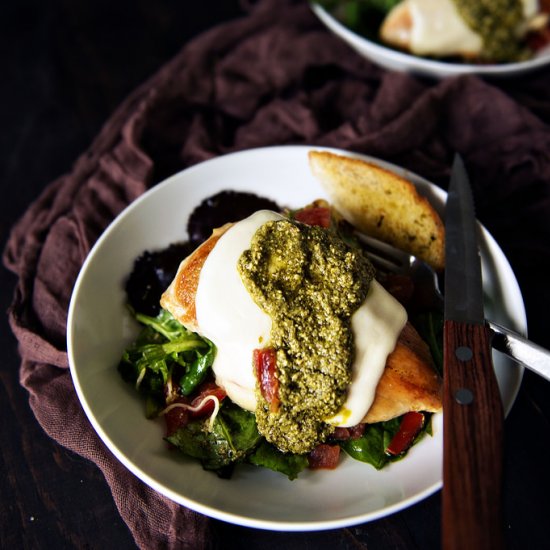 Skillet Mozzarella Chicken & Pesto