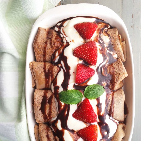 Strawberry Cream Chocolate Crepes