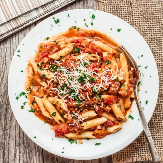 Penne sun dried tomato vodka sauce