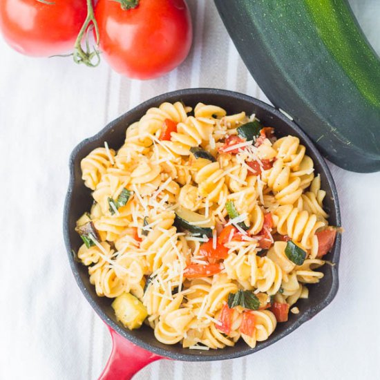 Roasted Zucchini & Tomato Pasta