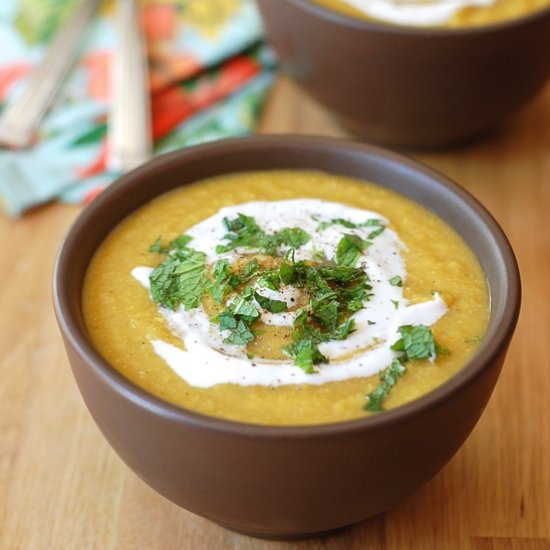 Curried Apple Corn and Squash Soup