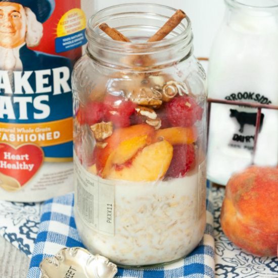 Peach Melba Overnight Oats