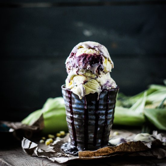 Sweet Corn & Blueberry Ice Cream