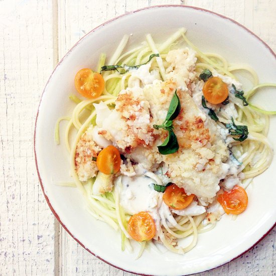 Cod, Pasta, Zoodles & Lemon Pesto