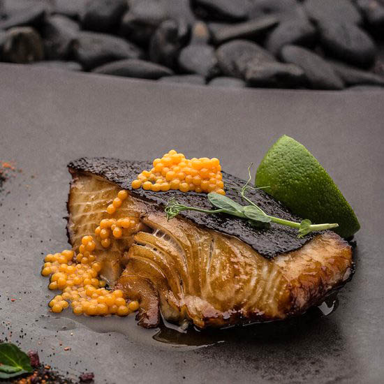 Black Cod with Mango Caviar