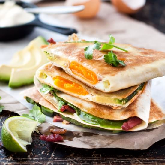 Egg Bacon Avocado Quesadillas