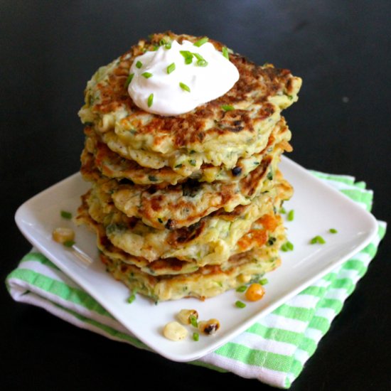 Zucchini Corn & Cheese Pancakes