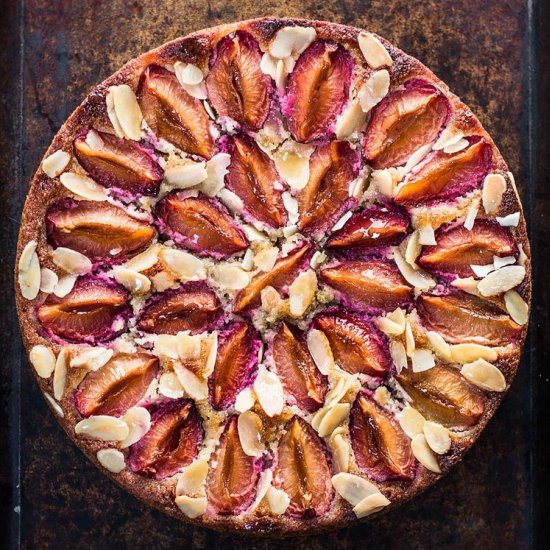 Plum almond tart