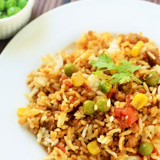 Keema Matar and Corn Pulao