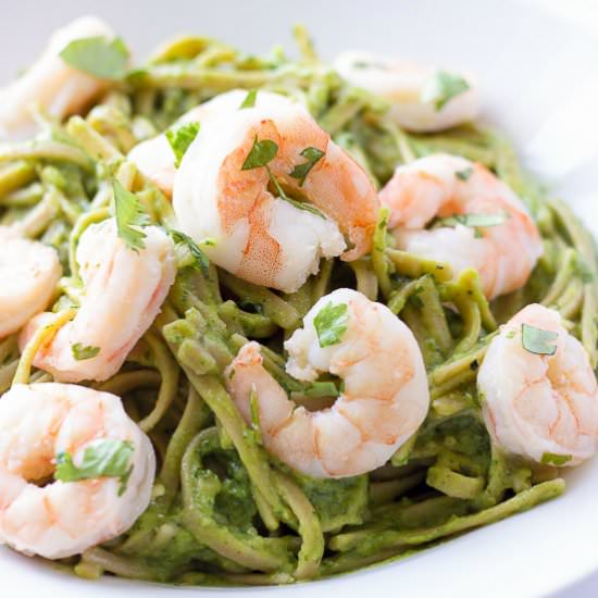 Cilantro Lime Shrimp Avocado Pasta