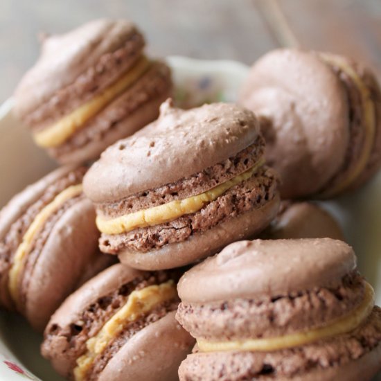 Chocolate & Peanut Butter Macarons