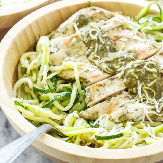 Pesto Chicken with Zucchini Noodles