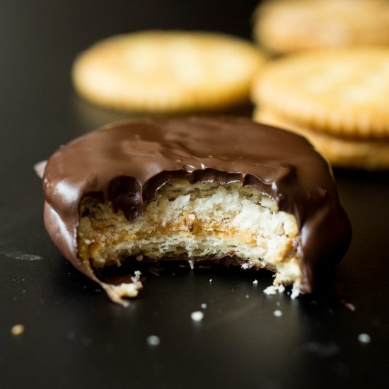 Chocolate Covered PB Ritz Sandwiches