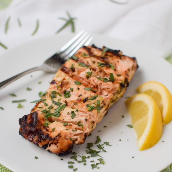 Grilled Salmon with Mustard Sauce