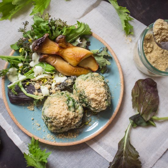 Spinach Dumplings & Walnut Parmesan