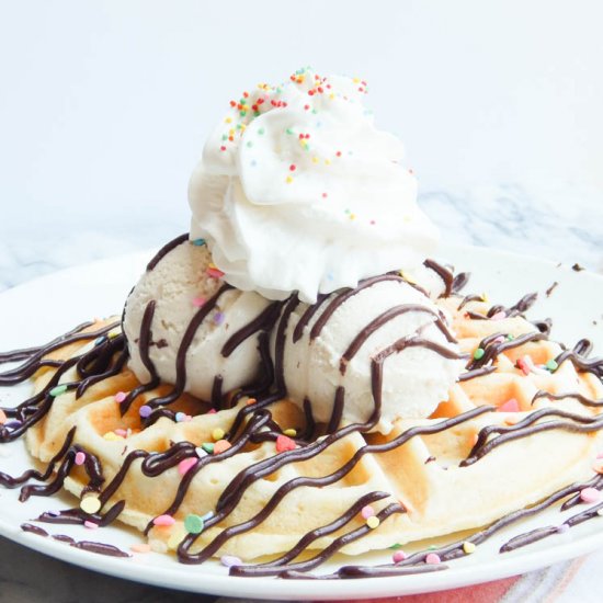 Belgian Waffle Ice Cream Sundae