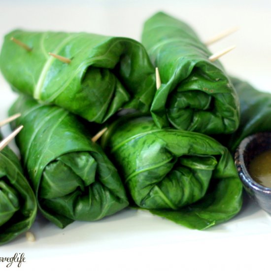 Black Bean and Rice Collard Wraps