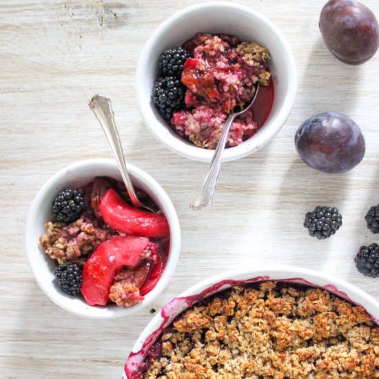 Damson, Apple and Berry Crumble