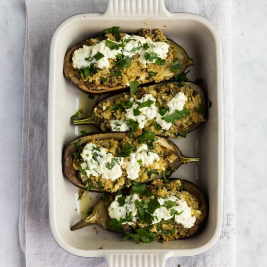 Quinoa stuffed eggplant