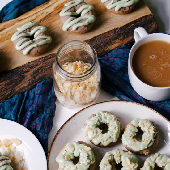 Mini Strawberry Donuts W/ Matcha