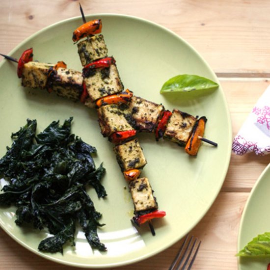 Grilled Tofu and Pepper Skewers