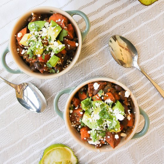 Sweet potato + black bean chili