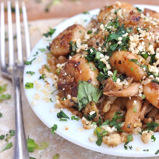 Fried Rice w/ Pulled Pork & Shrimp